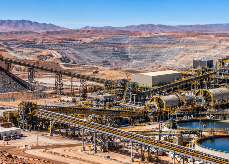 Large open-pit copper mine and processing complex in Chile's Atacama Desert