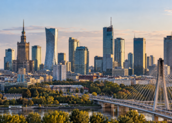 Warsaw financial district skyline representing Poland's capital market